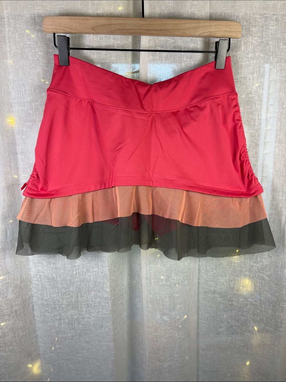 Fila Pink Mini Skirt with Peach and Charcoal Mesh Tiers